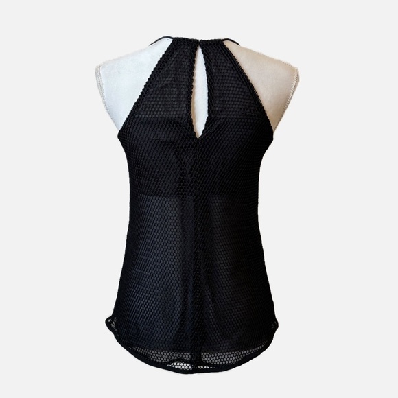 Express Sheer Black Fishnet Top Vintage Y2K XSmall - Picture 4 of 9